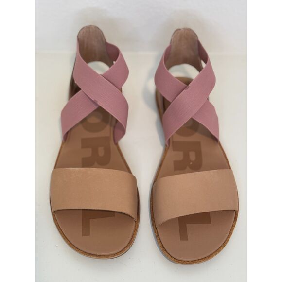 Sorel Ella II Honest Beige Eraser Pink Sandals Size 10 New - Picture 6 of 8